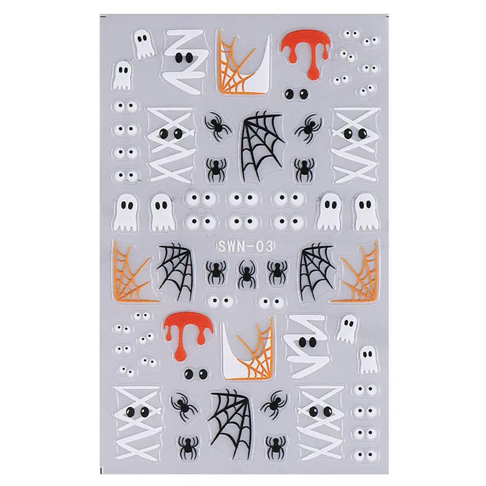 Halloween Nail Stickers – Pumpkin Ghost Skull DIY Decals