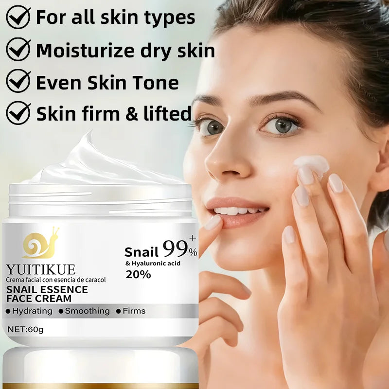YUITIKUE 99% Snail Essence Face Cream 60g – Hyaluronic Acid