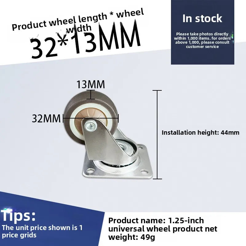 4pcs 1 1.25 1.5 2 Inch Furniture Caster Soft Rubber Universal Wheel Swivel Caster Roller Wheel For Platform Trolley Accessories Oasis Select 1.25 inch B