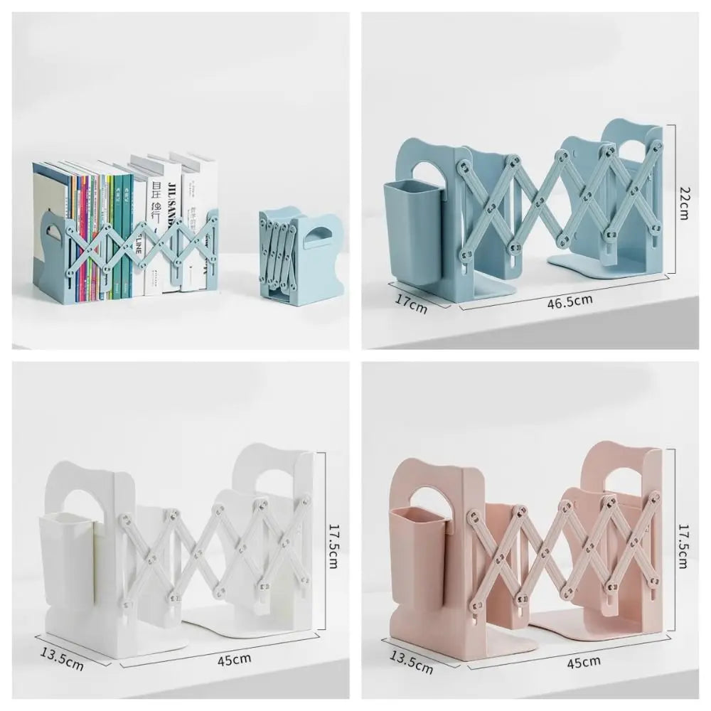with Pen Holder Retractable Bookends Fixed Book Clip Save Space Adjustable Bookshelf Stationery Simple Divider Book Stand Oasis Select