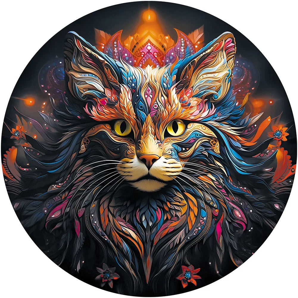 Mandala Cat Animal Wooden Puzzle Home Decoration Home Decoration Accessories Oasis Select E A4
