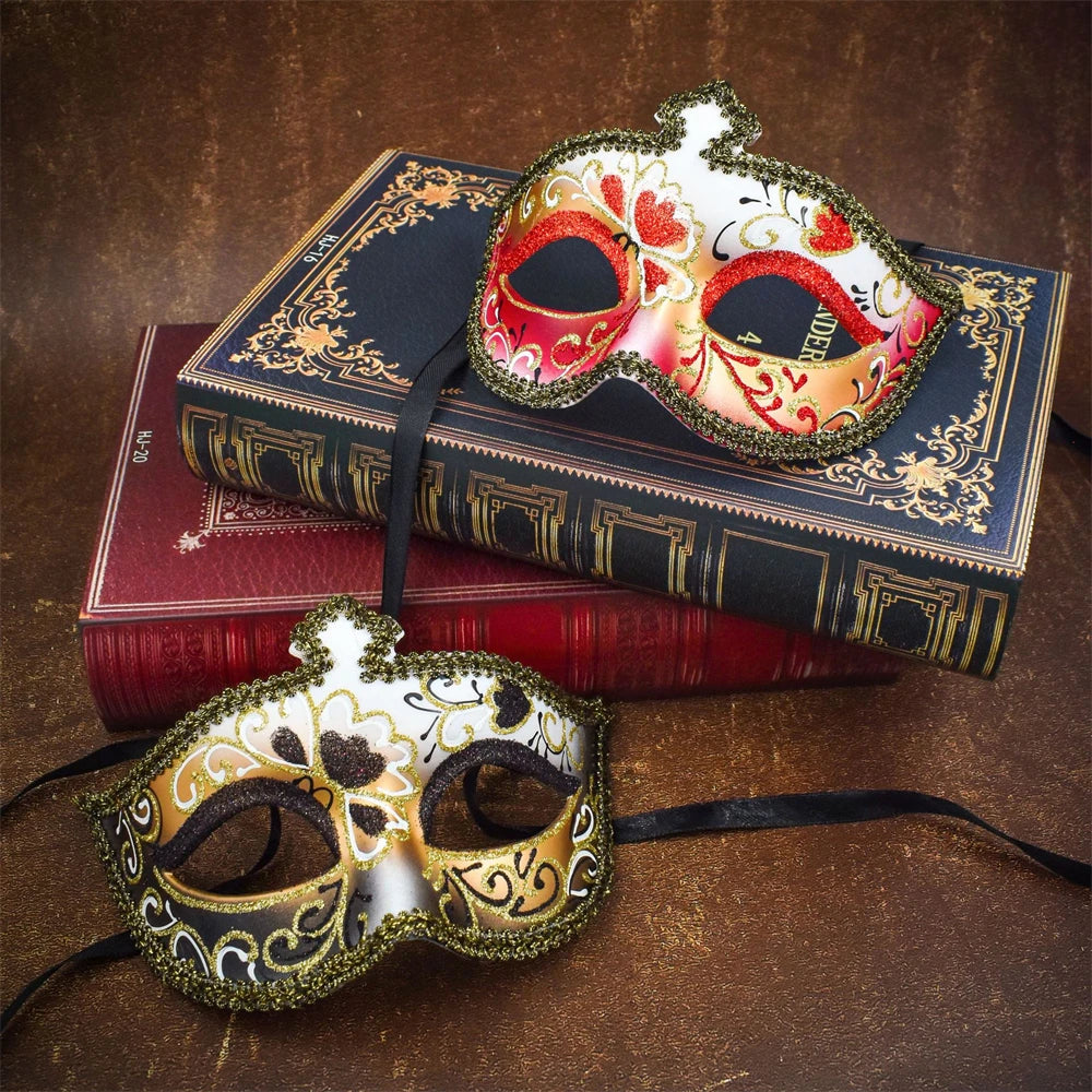 Party Bar Makeup Ball Half Face Men's Painted Gold Powder Mask Handmade Princess Mask Women's Handmade Dance Props Oasis Select