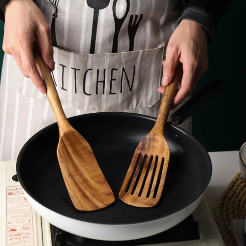 2-Piece Wooden Japanese Spatula Set – Non-Stick & Heat Safe Wooden Kitchen Utensil Set Oasis Select