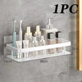 2PCS Bathroom Shelf Kitchen Storage Organizer Aluminum Alloy Shampoo Rack Shower Shelf Bathroom Accessories No Drill Shelf Oasis Select StyleA-White-1PC