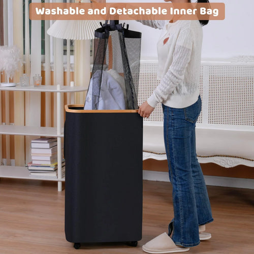 110L Rolling Laundry Basket – Slim Folding Hamper on Wheels Rolling Laundry Hamper Oasis Select