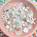 20g Y2K Acrylic Assorted Beads Flower Sweetheart Butterfly Candy Kawaii Aesthetic Beads for Bracelets DIY Jewelry Making Supply Oasis Select White Silver