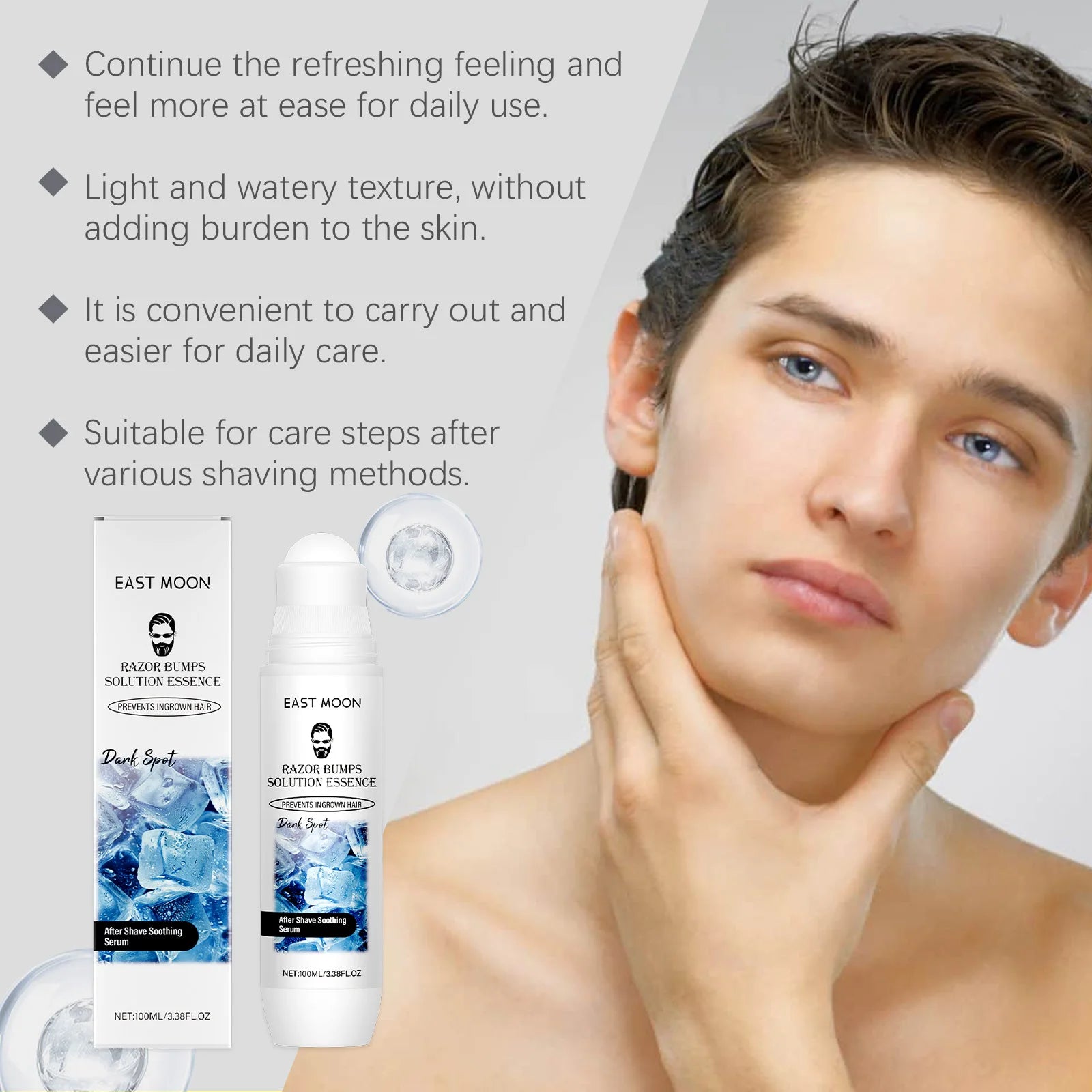 East Moon Men Aftershave Care Essence Reduce Damaged Moisturize Dry Soothing Pain Growth Inhibition Beard Remove Nourish Serums Oasis Select