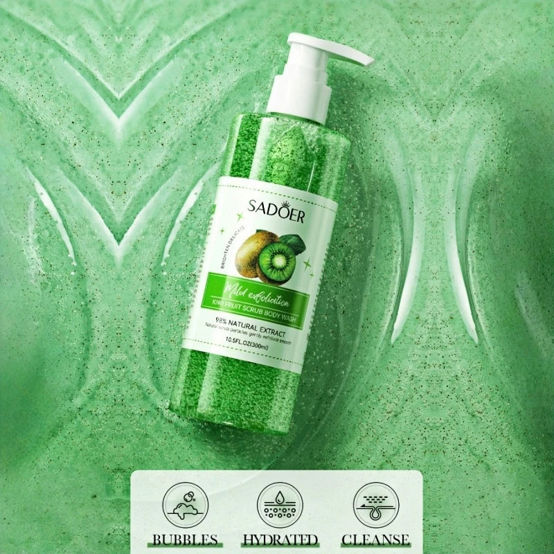 SADOER Kiwi Scrub Shower Gel 300ml | Natural Fruit Extract Exfoliating Shower Gel Oasis Select