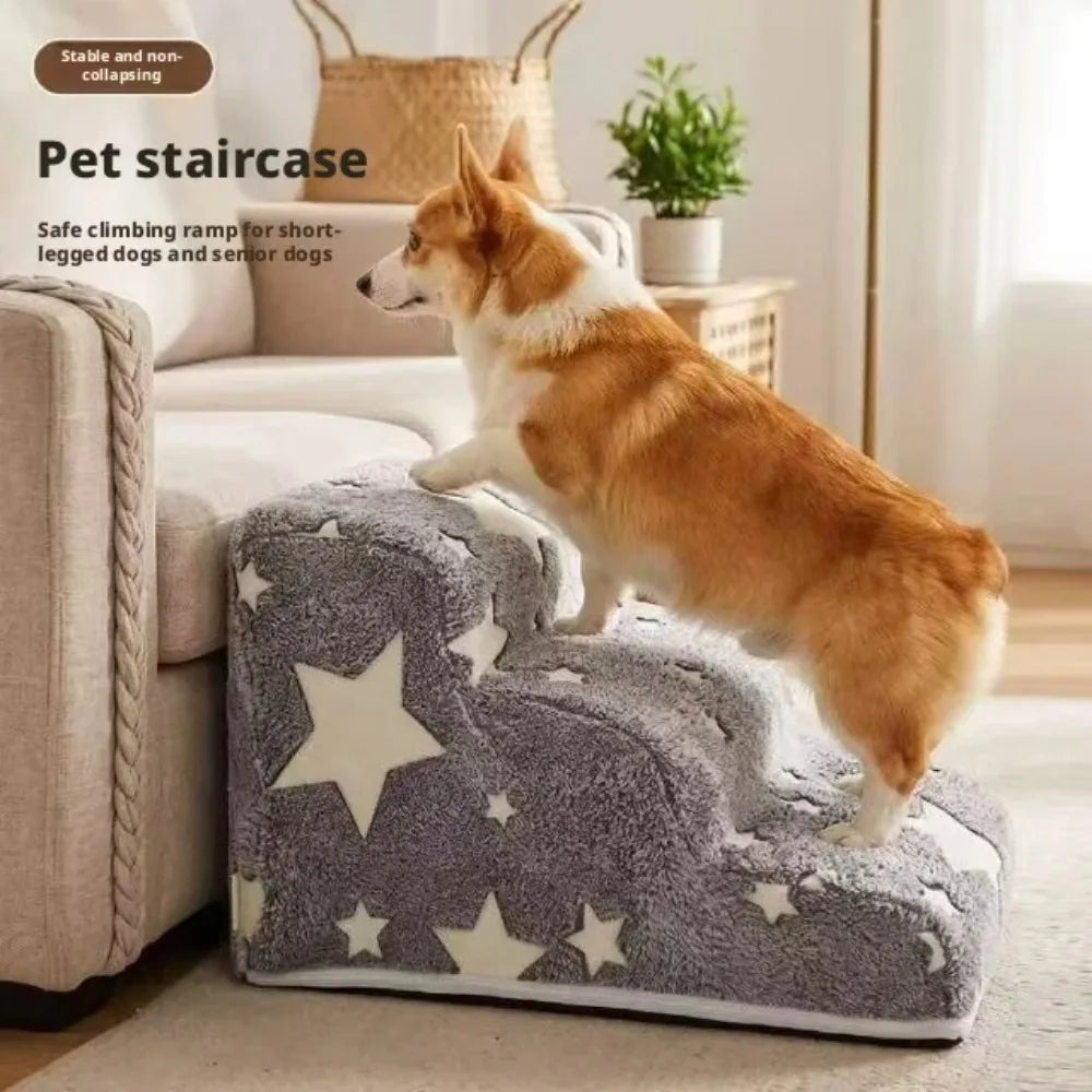 Noctilucent Pet Steps Foam Dogs Secure 2/3/4 Stairs Ramps Non-Slip Pet Star Steps for Protect Older Dogs Pet Sofa Bed Ladde Gift Oasis Select