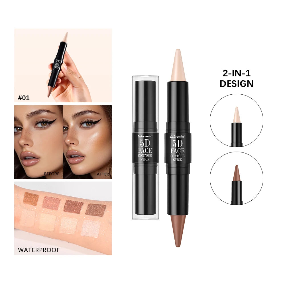Dual-Ended Sharp Tip Contour Highlighter Waterproof And Sweatproof Long Lasting-Up To 12 Hours Multi-Use Contour Stick Makup Oasis Select