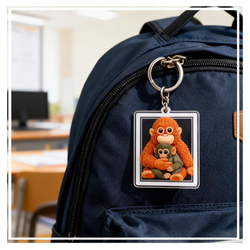 Cute Monkey Keychain Charm – Backpack, Keys & Car Gift