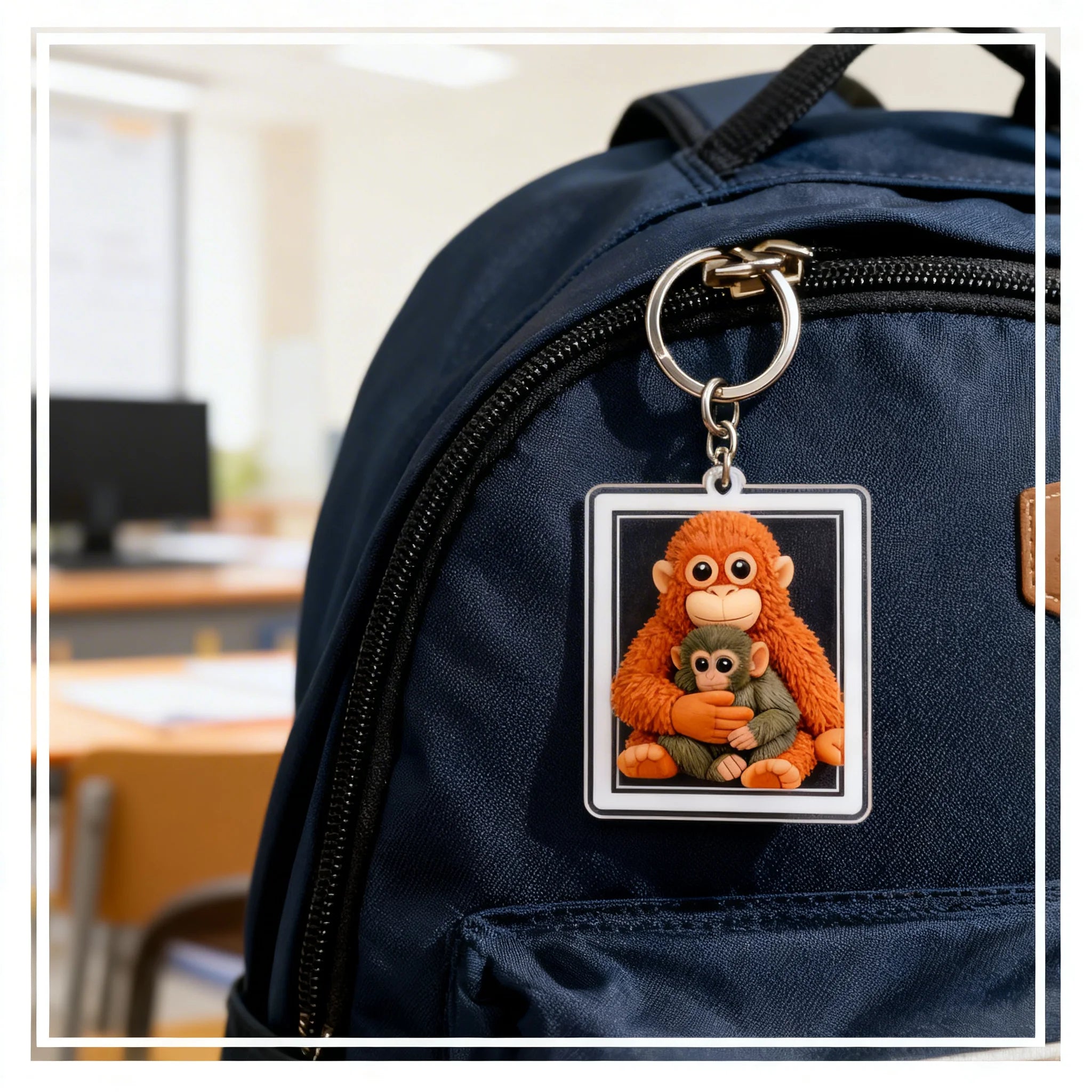 Cute Monkey Keychain Charm – Backpack, Keys & Car Gift