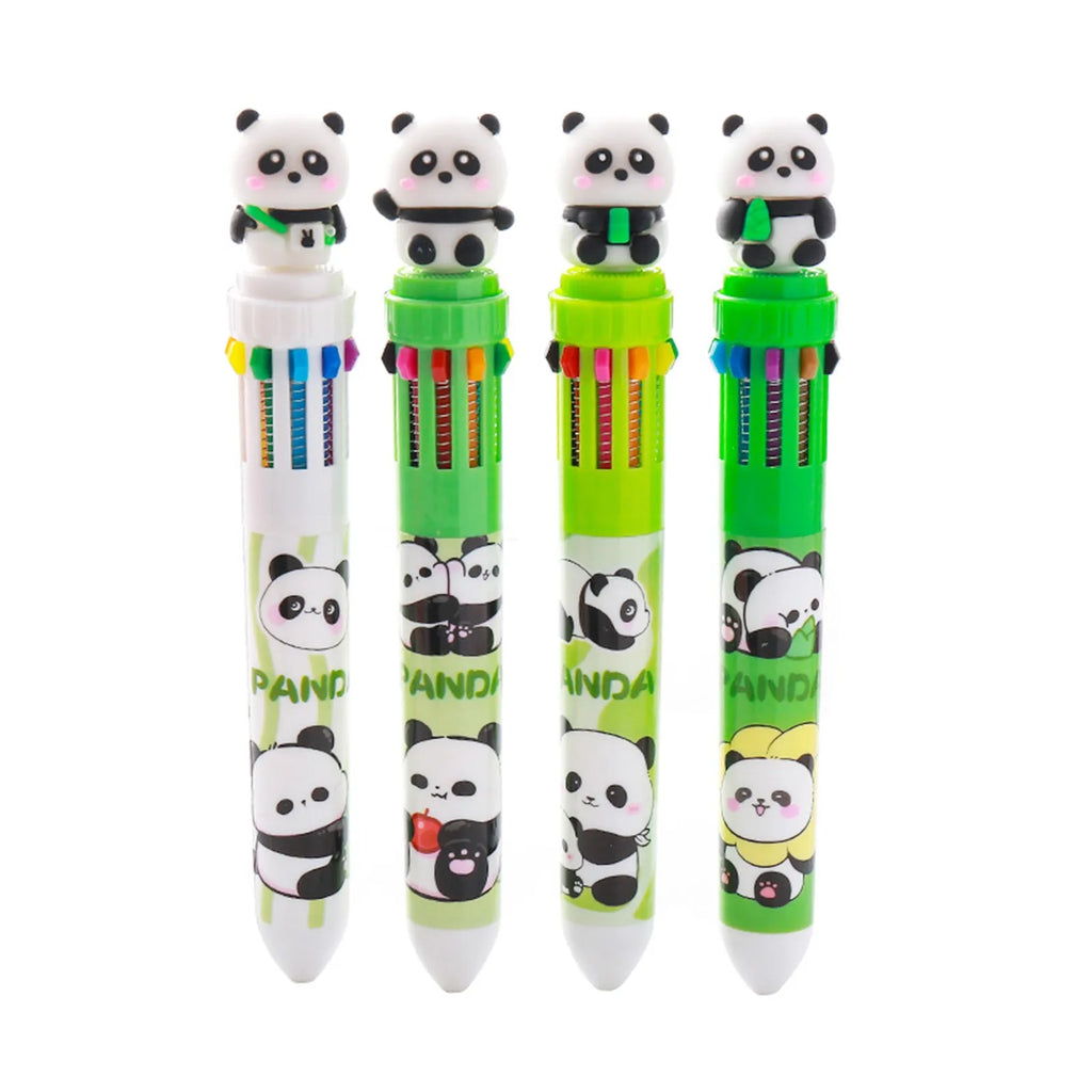 Cute Panda 10-in-1 Multicolor Ballpoint Pen | Kawaii Stationery Novelty Ballpoint Pen Oasis Select 4PCS