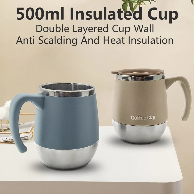 500ml Insulated Stainless Steel Coffee Mug with Lid, Double-Wall Vacuum Thermal Cup for Hot and Cold Drinks, for Home, Outdoor Oasis Select
