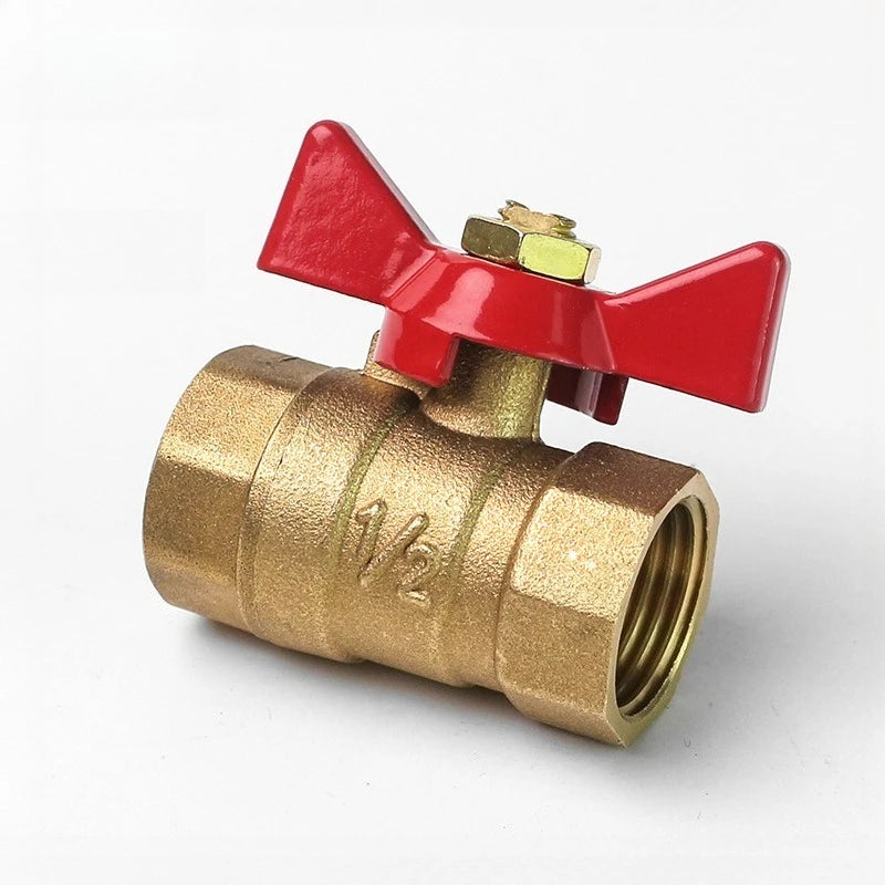 1/4" 3/8" 1/2" 3/4" Female To Female Thread Two Way Brass with Butterfly Handle Shut Off Ball Valve for Fuel Gas Water Oil Air Oasis Select