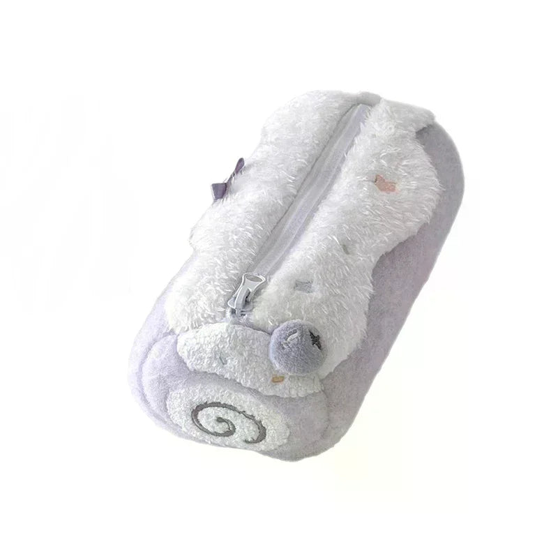 1Pcs Cute Cake Cosmetics Bag Swiss Roll Plush Pencil Case Kawaii Large Capacity Stationery Organizer School Girls Gift Oasis Select