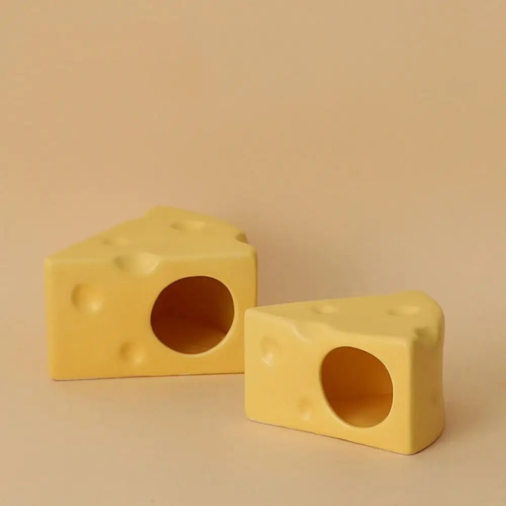 Durable Creative Hamster Hideout Cheese Shape Decorative Feeding Dish Cute Ceramics Hut Ceramics Hamster House Drinker Oasis Select