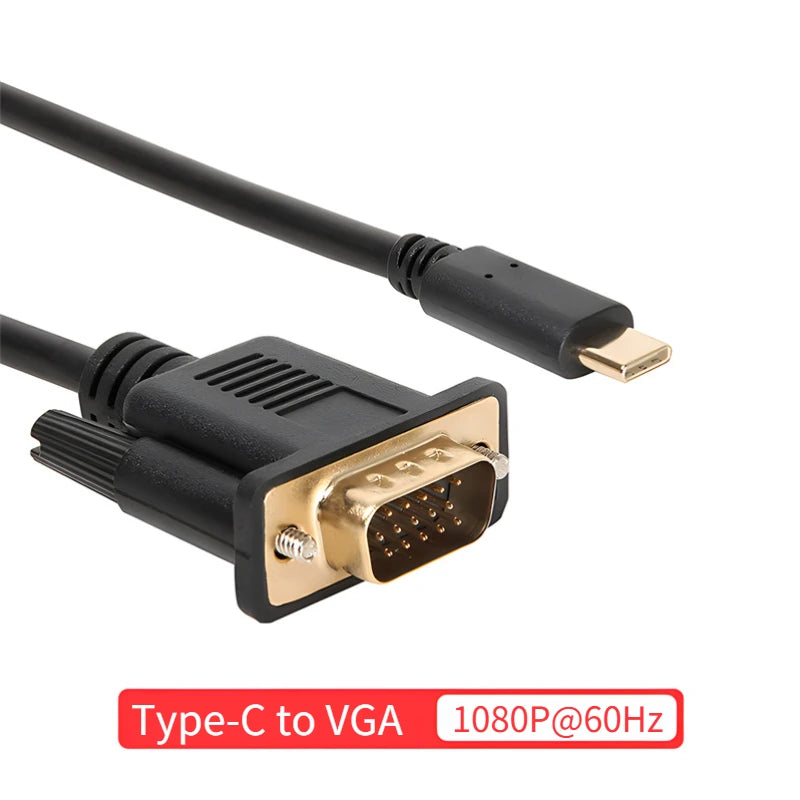 USB C To VGA Adapter USB Type C Cable To VGA for Apple Macbook Air Macbook Pro Input USB-C Cable To VGA Out Up To 1080P Oasis Select