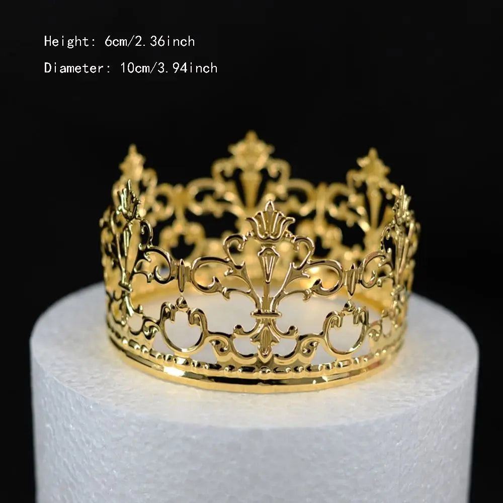 Boys White Wedding Party Bridal Accessories For Children Jewelry Crowns Baby Crown Cake Topper Hair Crowns Party Crowns Oasis Select gold-10cm