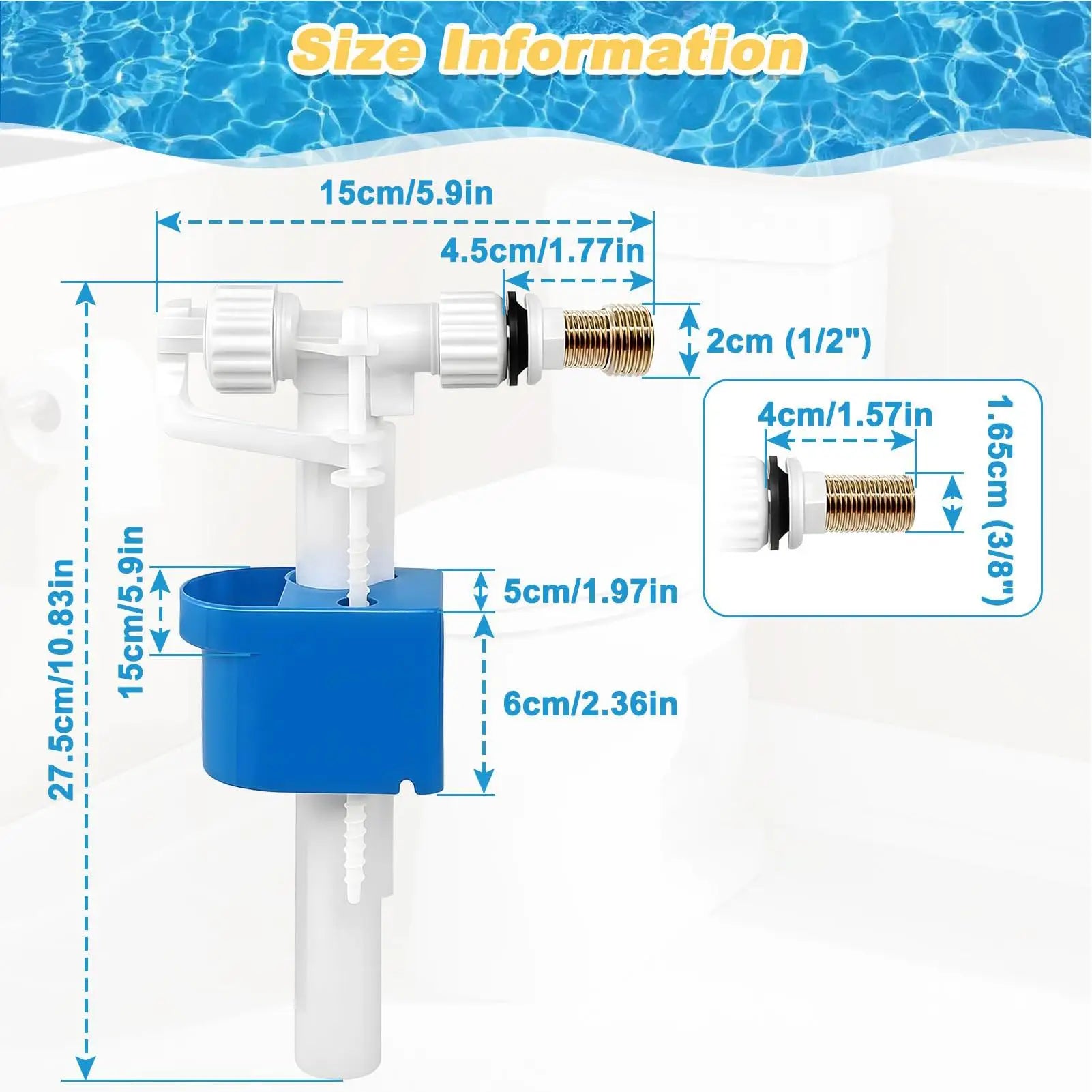 Toilet Inlet Shaft Float Valve Replacement Kits Toilet Fill Repair leak-proof sturdy Tank Water side-entry Inlet Valve Parts Oasis Select