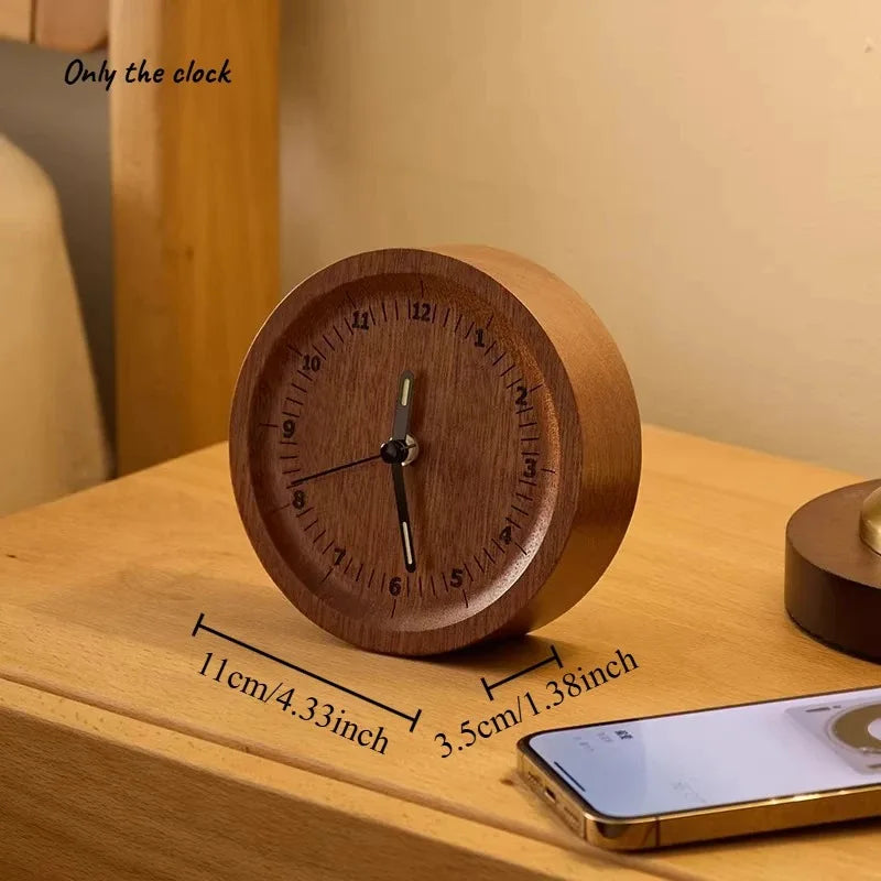 Simple and Luxurious Hollow Desktop Silent Desk Clock Ornament Creative Black Walnut Small Clock Fashionable Oasis Select Ebony round