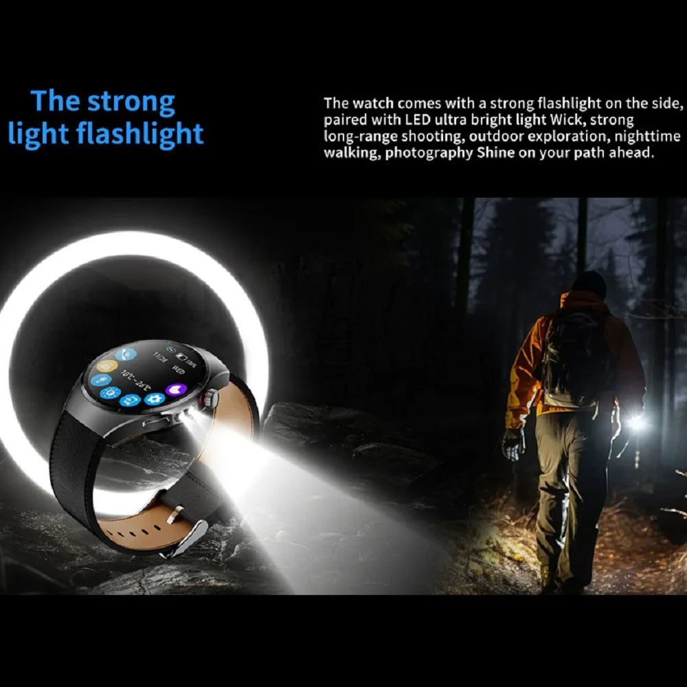 New Strong Light Flashlight Bracelet BT Call Smartwatch Men Health Monitor Sports Multilingual Business Smart Watches Waterproof Oasis Select