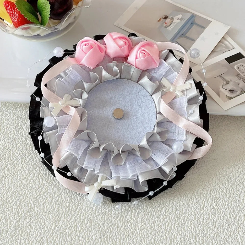 Lace Magnetic Anime Badge Holder Rose Candy Pins Display Base Heart Cross Ornate Ribbon Badge Flower Ita Bag Accessories Oasis Select Style 10