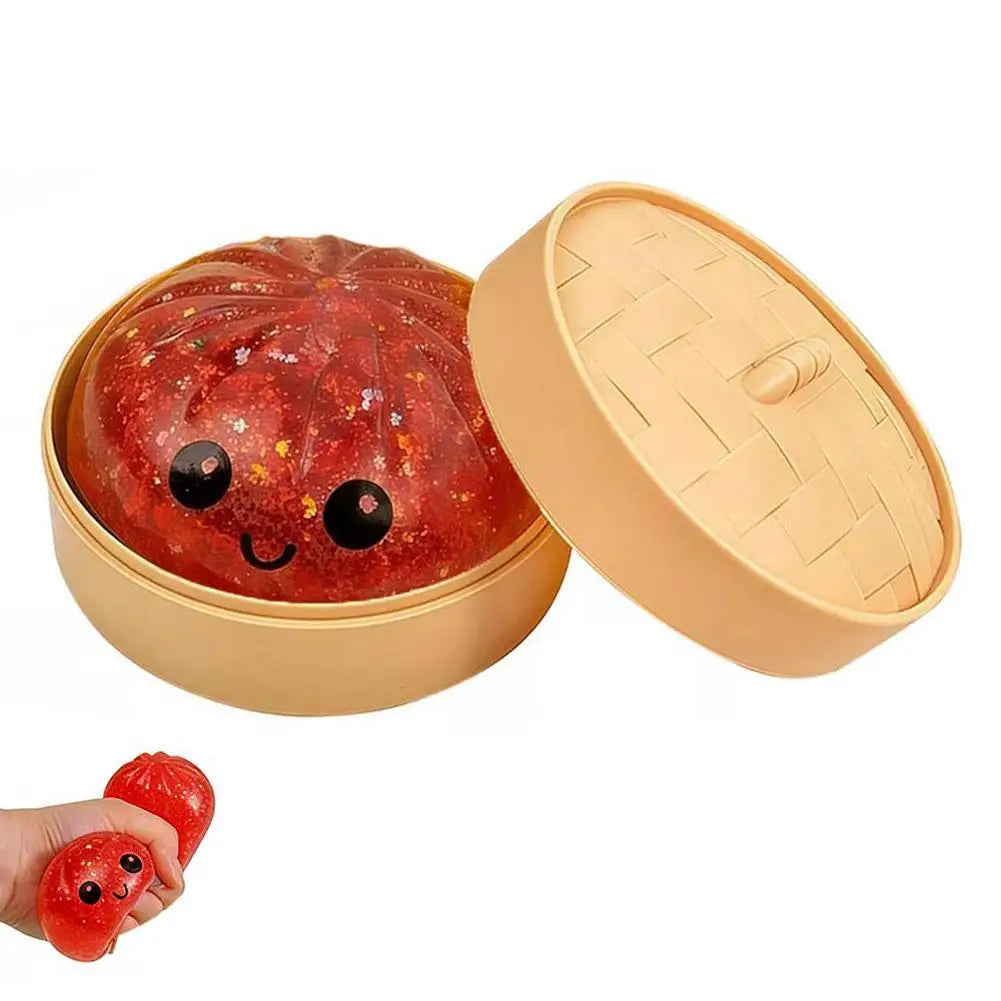 Colorful Dumpling Soft Squeeze Stress Balls Reusable Low Rebound Decompression Toys Dough Ball Unique Home Decoration Gifts Oasis Select Red-1