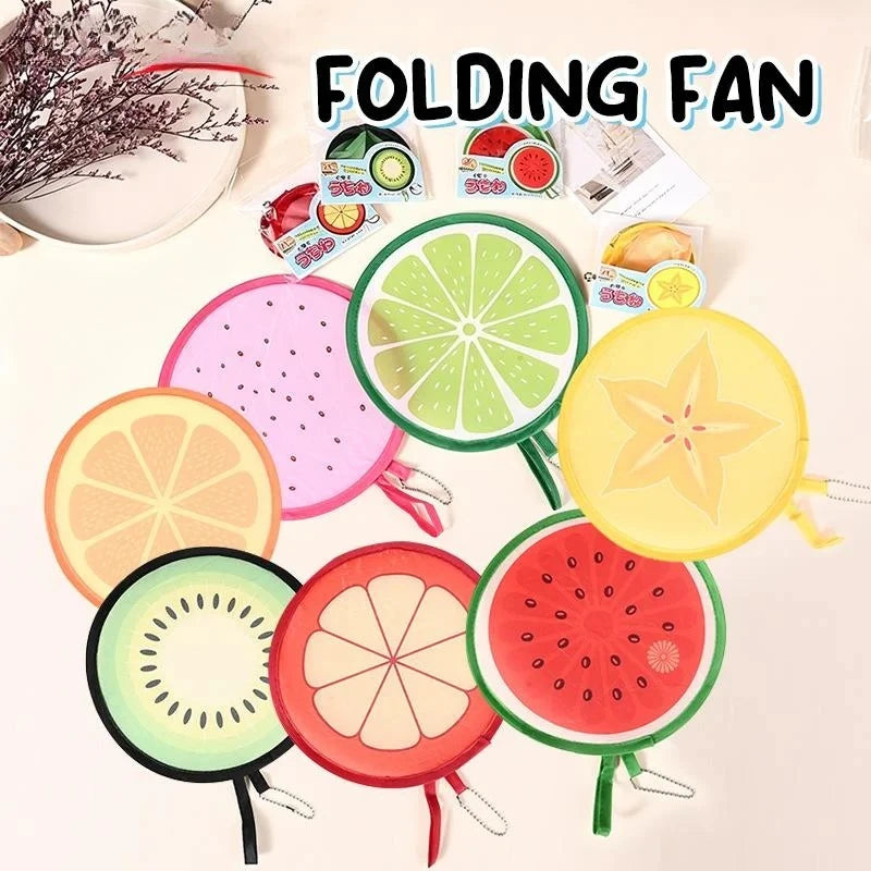 Foldable Mini Fruit Pattern Hand Fan With Keychain Portable Wind Fan For Outdoor Travel Daily Cooling Decor Accessory Gift Oasis Select