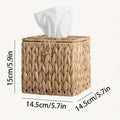 Natural Fiber Snap Closure Multi Scene Use Storage & Decor All in One Boho Style Woven Tissue Box with Lid Oasis Select square 1