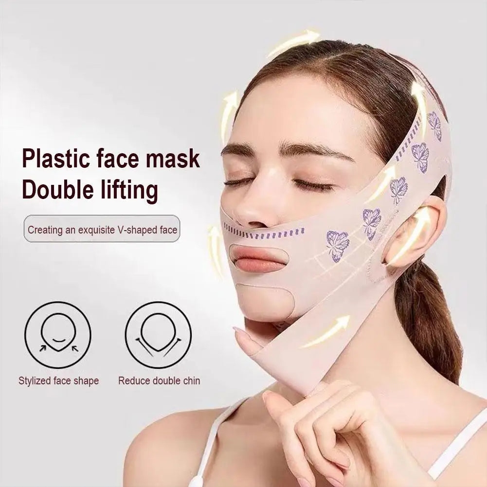 Double-deck Face Slimming Bandage Face Lifting Belt V Line Face Slimming Strap Double Chin Tightener Slim Strap Facial Mask Tool Oasis Select