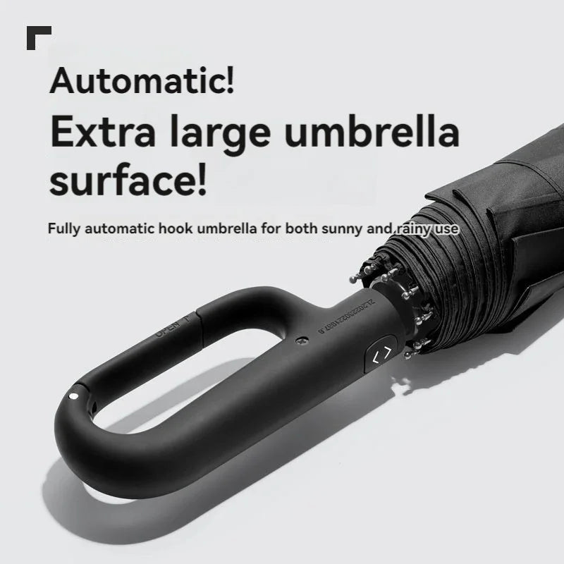 Fully Automatic Umbrella for Men And Women with Ring Buckle Design Large Rib Strong Sunshade Double Umbrella Folding Compact Oasis Select