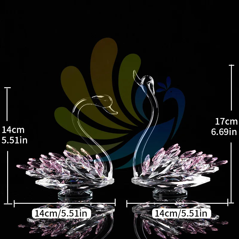 Crystal Swan Creative Living Room Porch Decoration TV Cabinet Wine Cabinet Window Home Decoration Crystal Crafts Oasis Select C 2pcs 17cm x 14cm