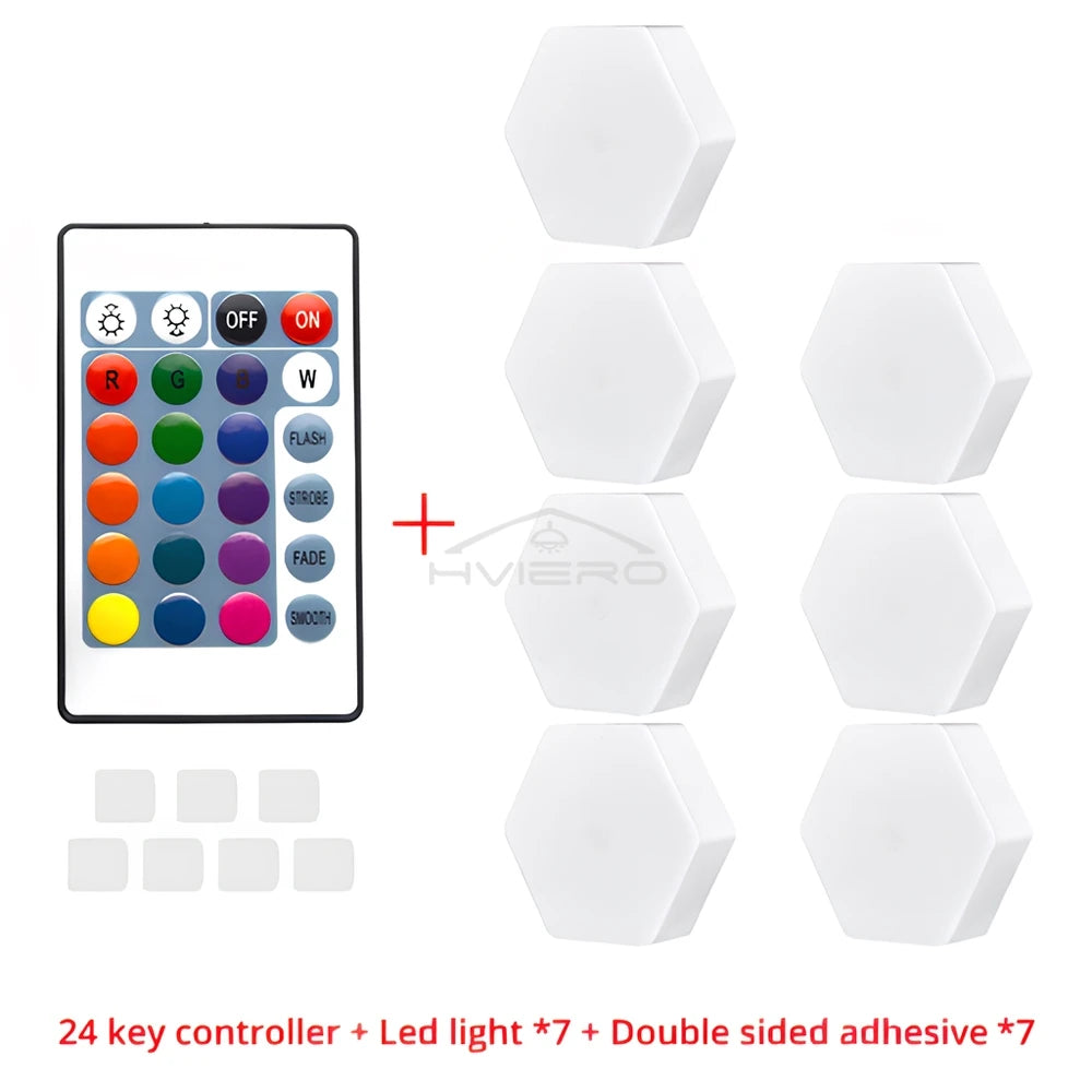 RGB Hexagon LED Wall Light – Touch & Remote Modular Honeycomb