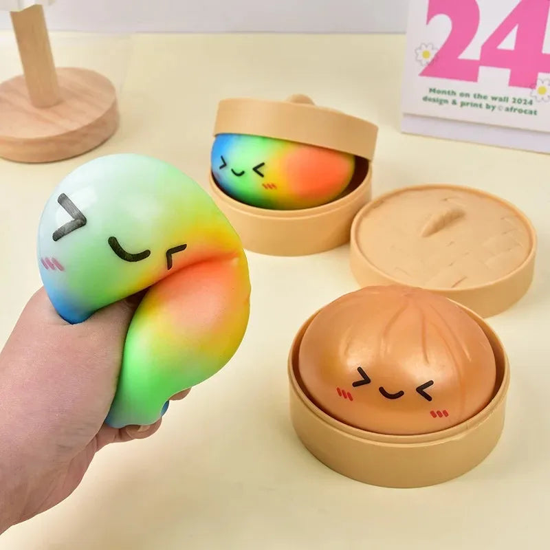 Glitter Dumpling Squishy Toy – Slow Rebound TPR Fidget Bao Bun