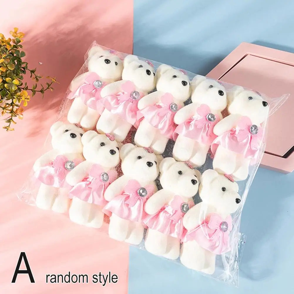 Mini Teddy Bear Plush Dolls for Flower Bouquets – 10 Pack