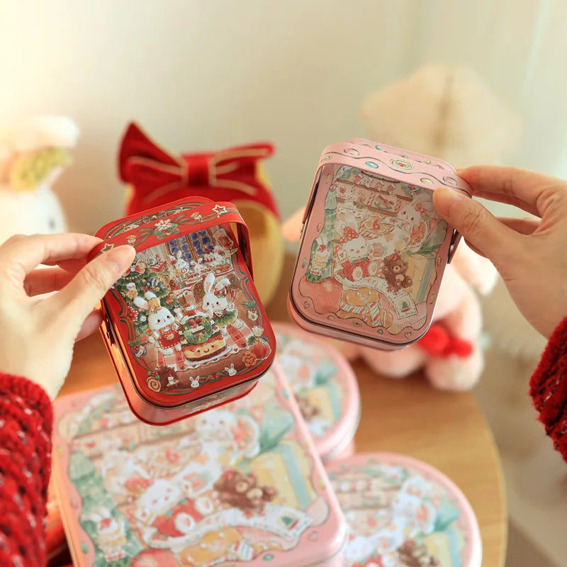 Tinplate Candy Box Kids Gifts Small Tin Box Cookie Box Portable Rabbit Gift Box for Birthday Wedding Party Decoration Oasis Select