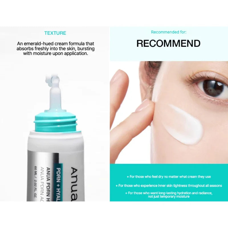 Korean Skincare PDRN Hyaluronic Acid 100 Moisturizing Cream Deep Hydrating Face Soothing Moisturizer Cream 60ml Face Care Oasis Select