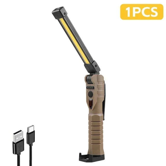 Foldable Work Lights 1000 Lumens Rechargeable Lantern Magnetic Camping Lamp Built-in Battery Camping Equipment Waterproof Torch Oasis Select khaki 1PCS