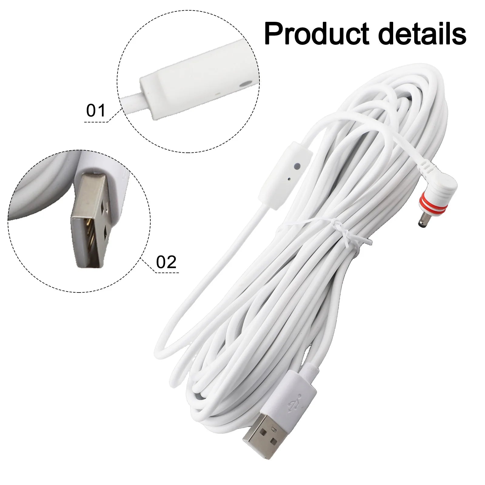 7 6m/10m Power Cable with Adapter Compatible with For Ring Spotlight Cam Series Weatherproof and Safe Charging Oasis Select