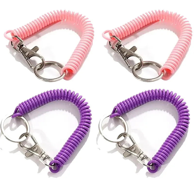 1/2/4pcs Spiral Telescopic Spring Coil Keychain Anti-Theft And Anti Loss Pull Rope Safety Keyring, With Metal Lobster Buckle Oasis Select Mix-4pcs 5