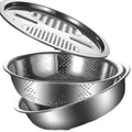 3-in-1 Stainless Steel Grater Bowl with Colander & Slicer