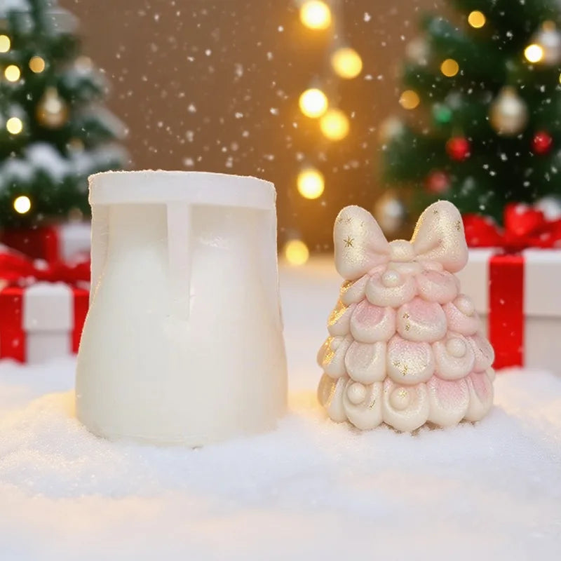 Christmas Bow Christmas Tree Aromatherapy Candle Silicone Mold DIY Plaster Resin Ornament Mold for Xmas New Year Home Decor Oasis Select