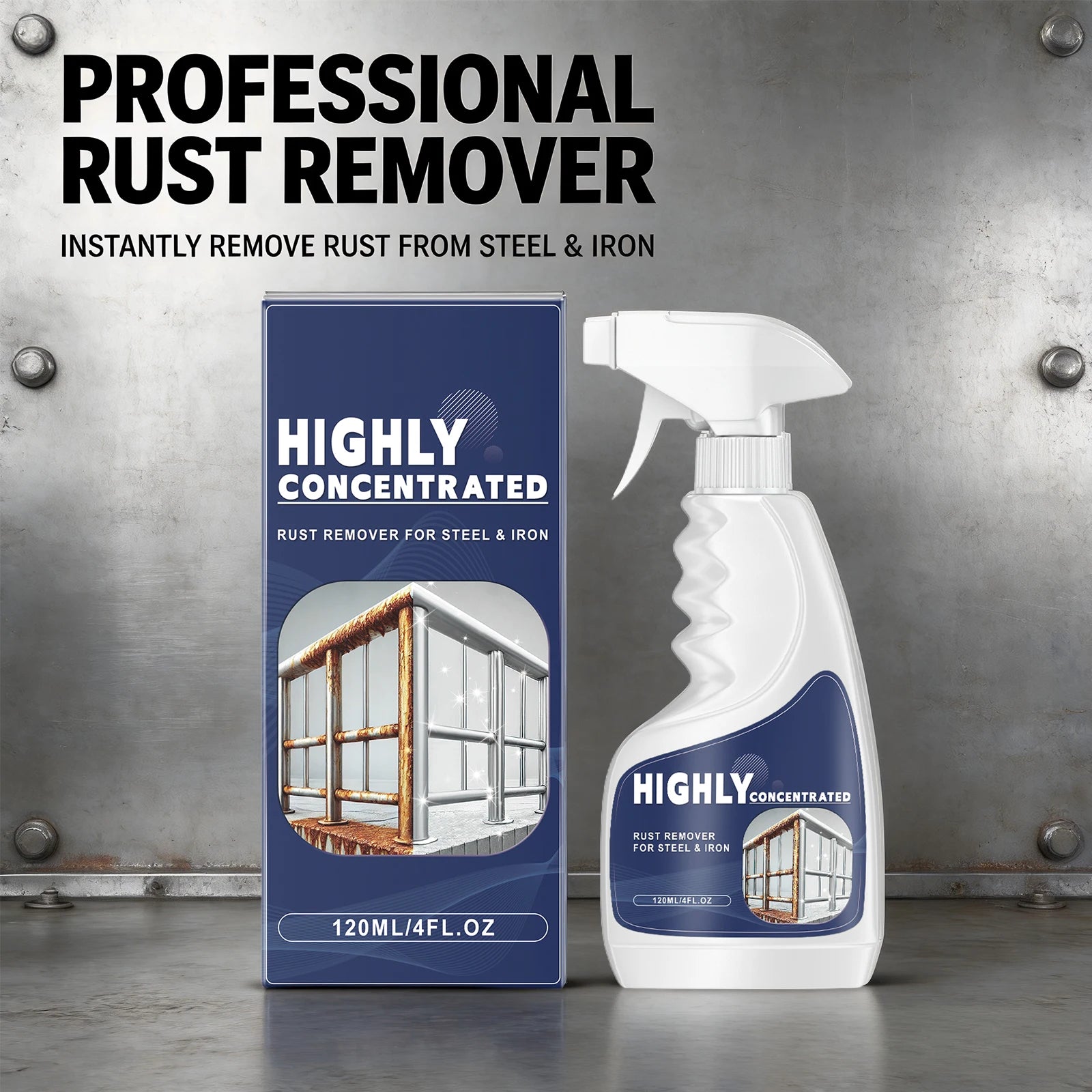 Highly Concentrated Rust Remover Spray Anti-Rust Cleaner for Steel & Iron Restores Shine Hardware and Steel Rust Cleaning Agent Oasis Select