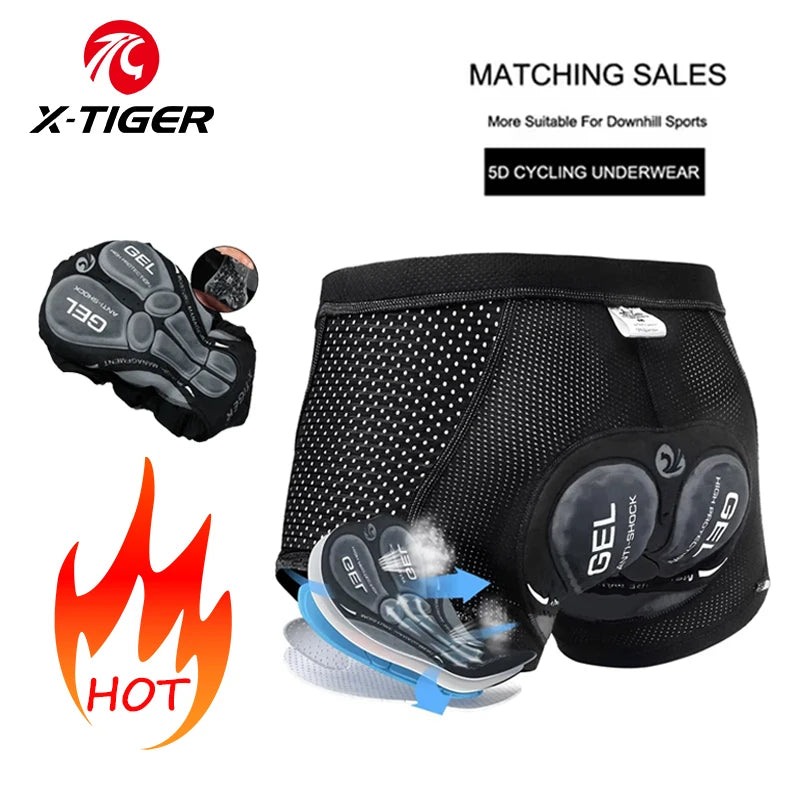 X-TIGER Men's Cycling Underwear with 5D Gel Cushioned MTB Boxer Cycling Shorts Road Cycling Underwear Cycling Equipment Oasis Select 16803H M