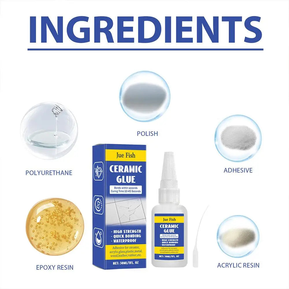 Ceramic Repair Glue Waterproof 30ml Glass Glue Ceramic Glue Pottery Glue Crafts Strong Adhesive Clear Glue for Pottery Porcelain Oasis Select