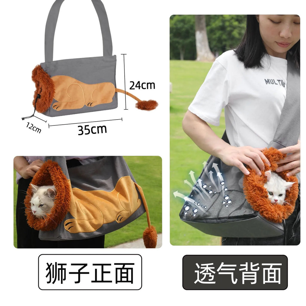 PetBag Creative Animal Pet Tote Bag for Cats and Puppies Shoulder Bag Small Crossbody Bag for Dogs Oasis Select Dark grey trumpet