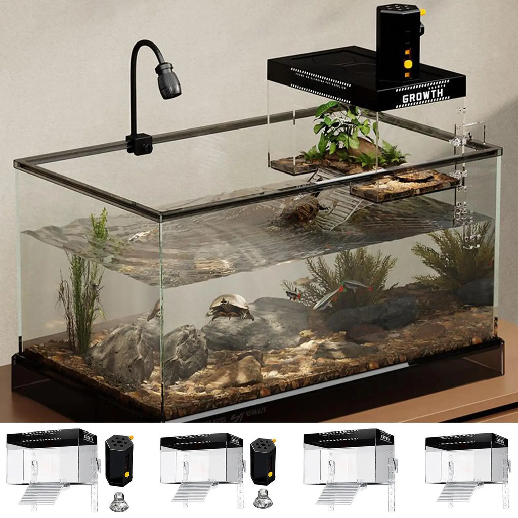 Turtle Basking Dock Pet Turtle Tank Basking Dock with Lid Living Room Hotel Reptile Resting Land Habitat Topper for Animal Oasis Select