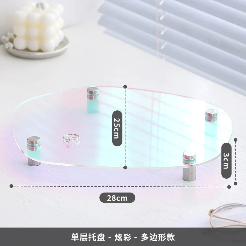 Acrylic Decorative Tray Organizer | Desk, Vanity & Shelf Display