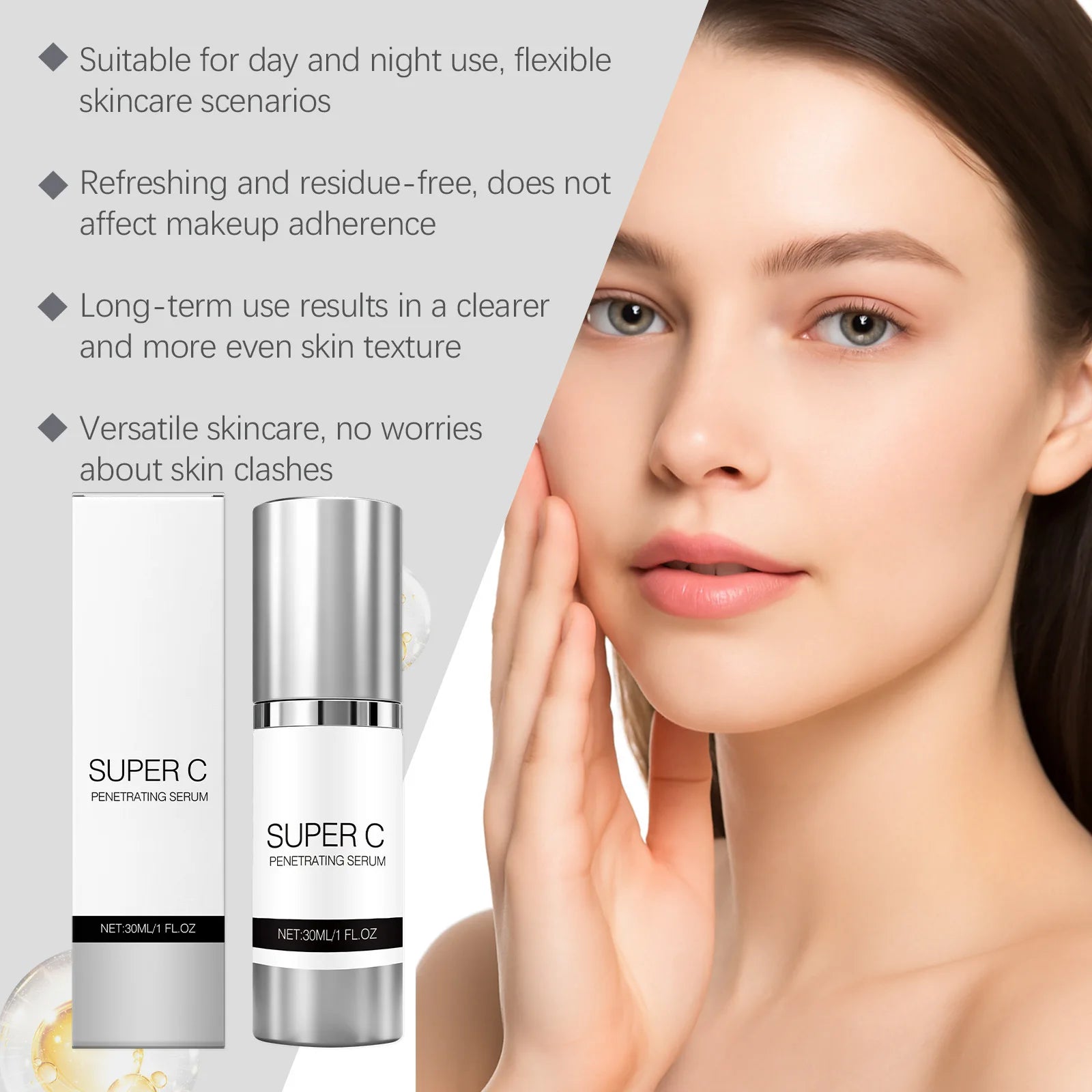 Vitamin C Facial Serum Mild Moisturize Deep Penetrating Improve Fine Line Relief Rough Strengthen Skin Barrier Skincare Essence Oasis Select